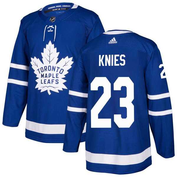 Men%27s Toronto Maple Leafs #23 Matthew Knies Blue Stitched Jersey Dzhi